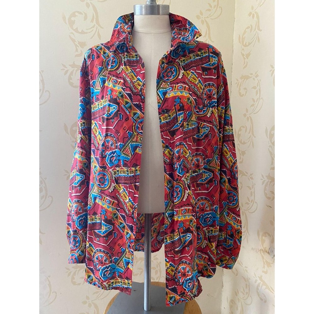 Ladies Take Away Aztec 100% Silk Top Large